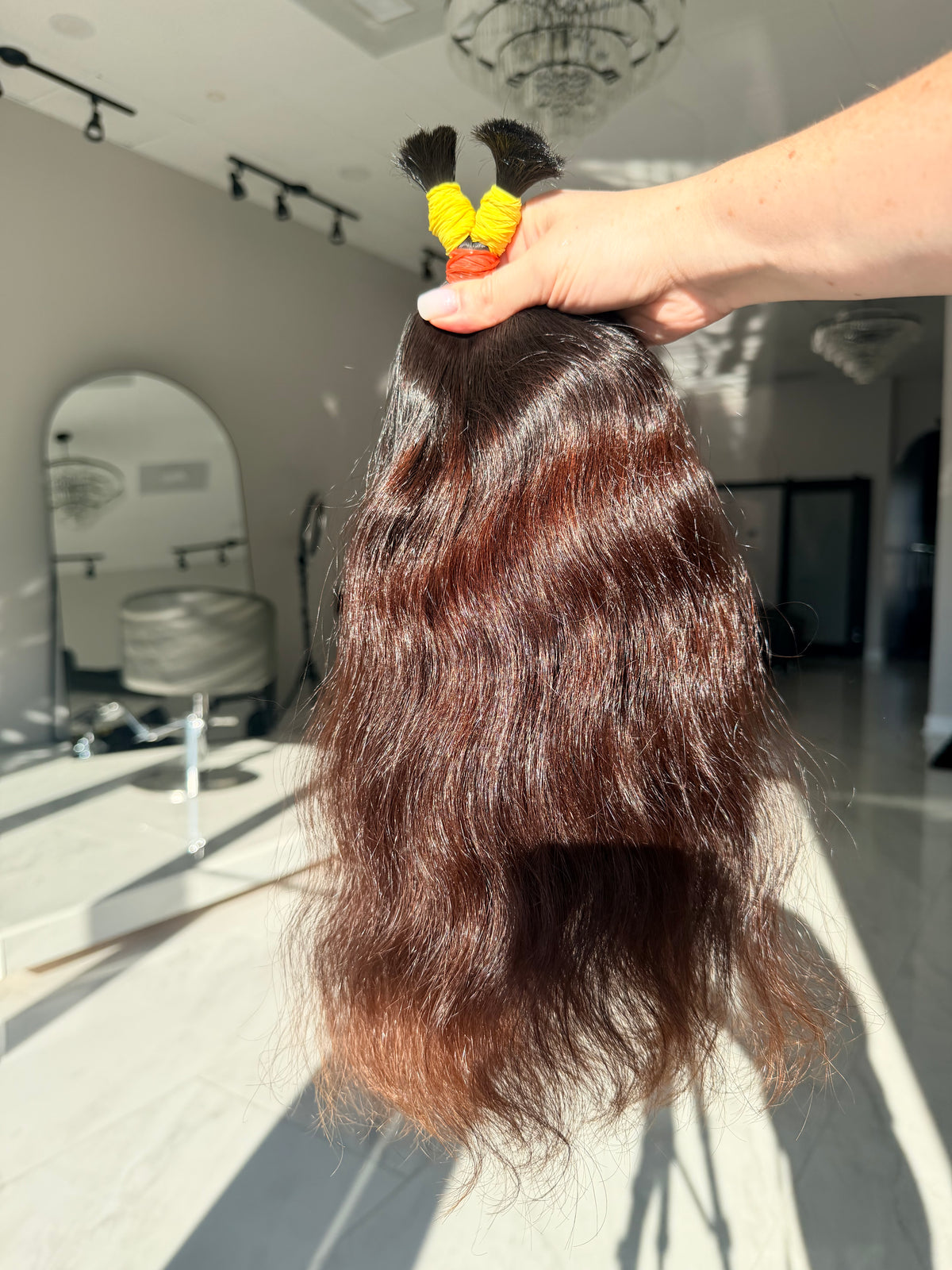 Premium Natural Wavy Hair — Warm Brown #0063 (16”)