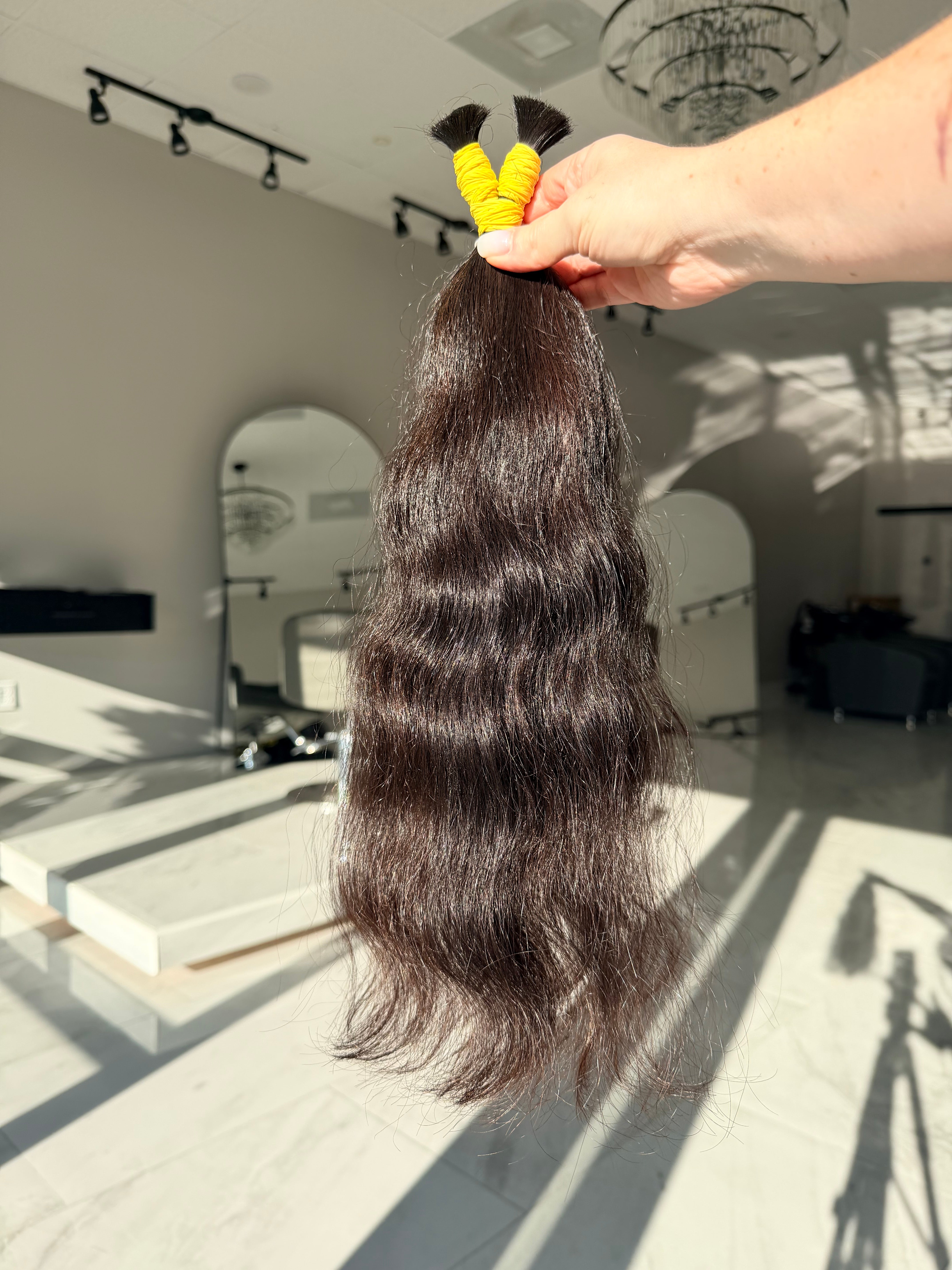 Premium Natural Wavy Hair — Warm Brown #0064 (16”)