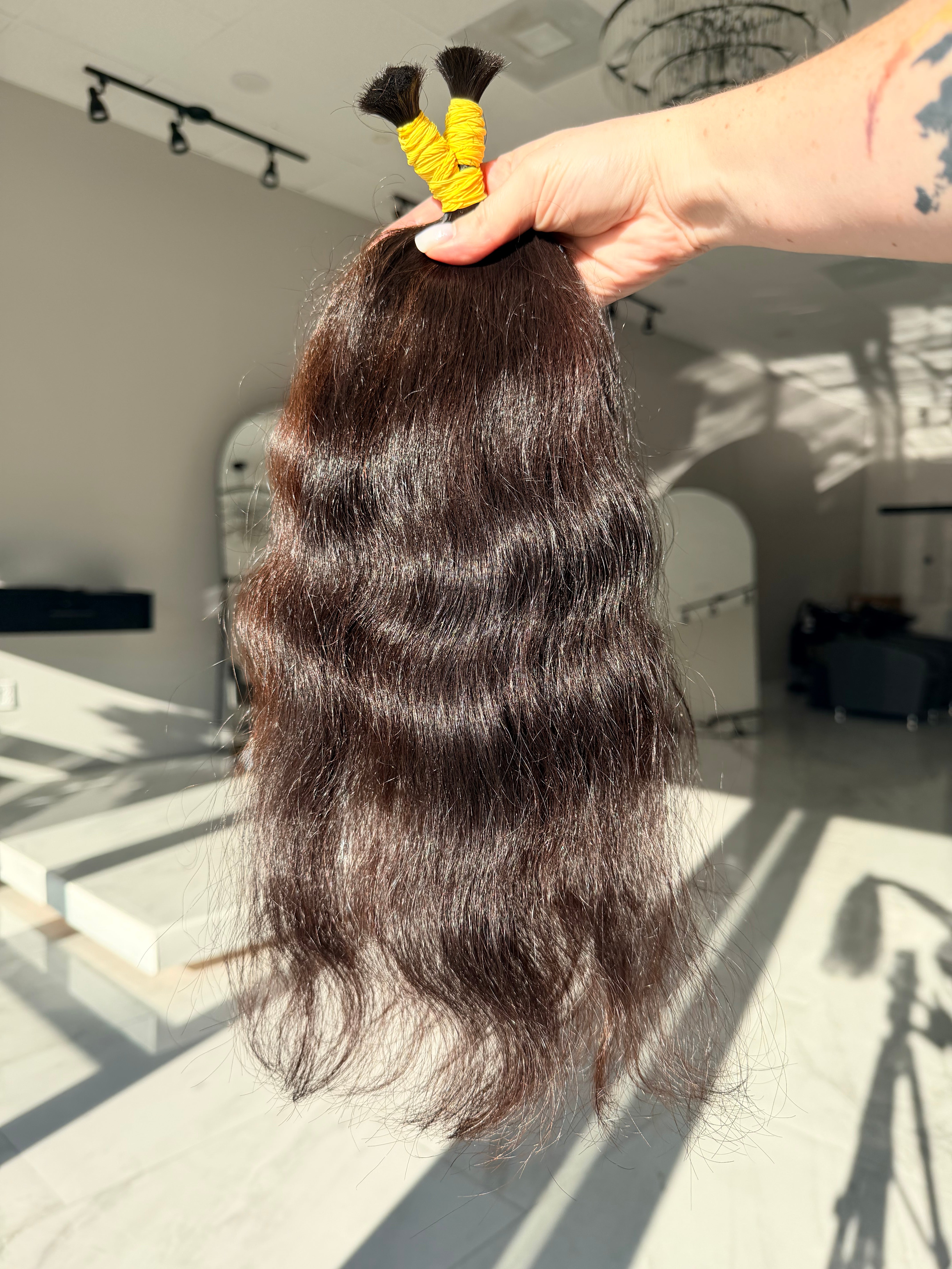 Premium Natural Wavy Hair — Warm Brown #0064 (16”)