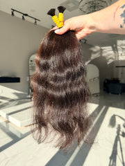 Premium Natural Wavy Hair — Warm Brown #0064 (16”)