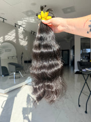 Premium Natural Wavy Hair — Dark Brown #0084 (18”)