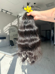 Premium Natural Wavy Hair — Dark Brown #0084 (18”)