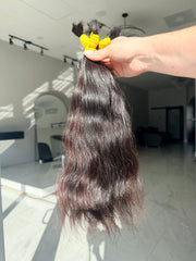 Premium Natural Wavy Hair — Dark Brown #0086 (16”)